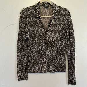 GUESS JEANS Y2K Flower Mesh Blouse EVC XL (fits like L- see measurements).
